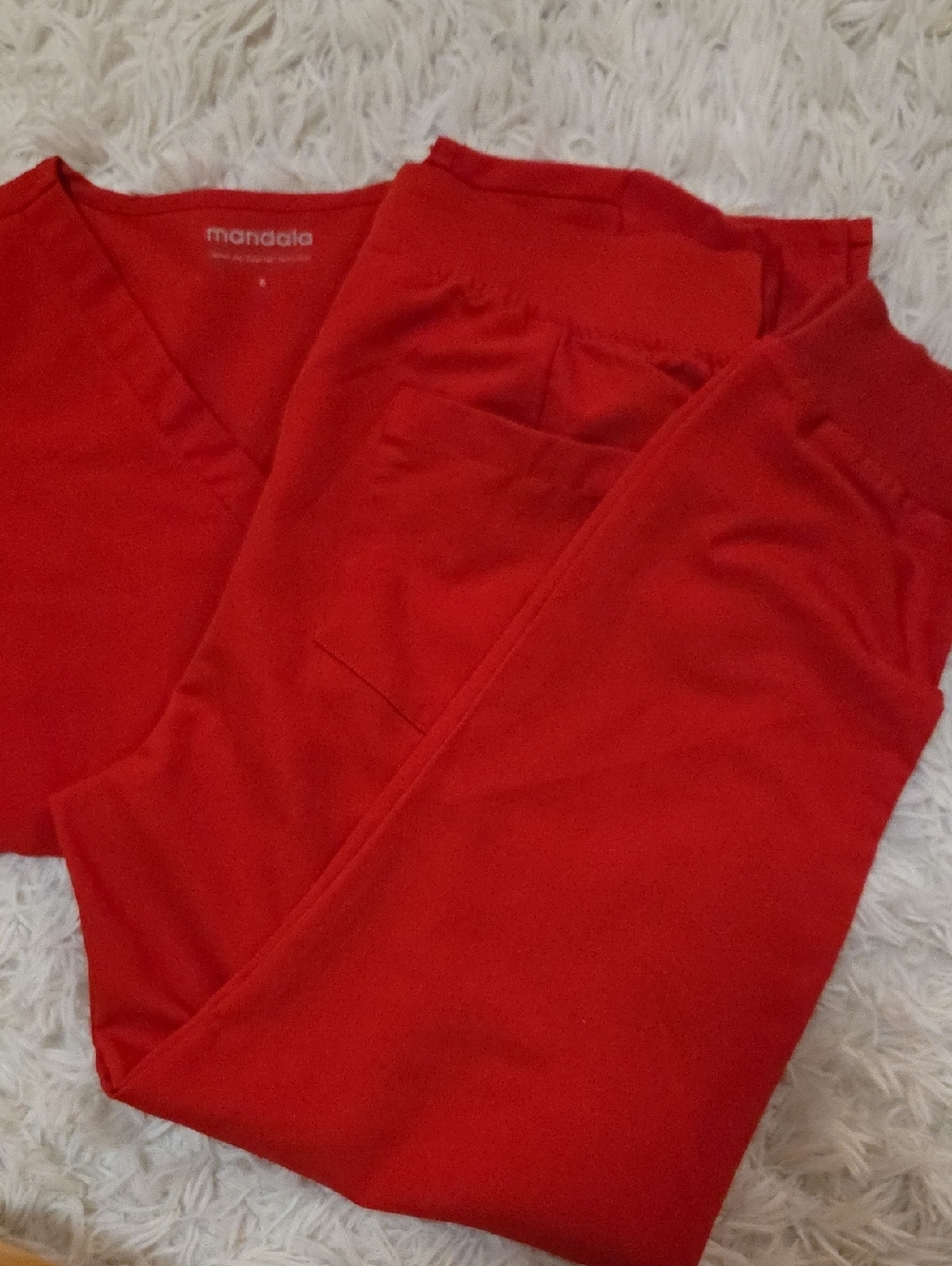 Mandala Red Women's Scrub Pants & Top Set